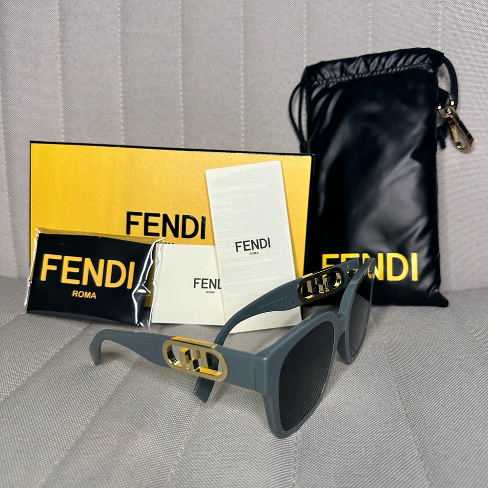 Fendi Charcoal Sunglasses with Gold Detailing